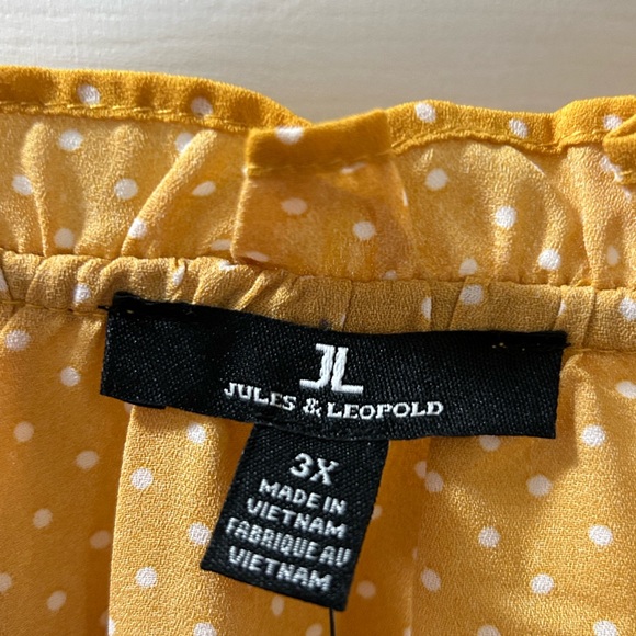 Jules & Leopold Mustard Polka Dot Ruffle Sleeve Blouse 3X NWT - Picture 7 of 10